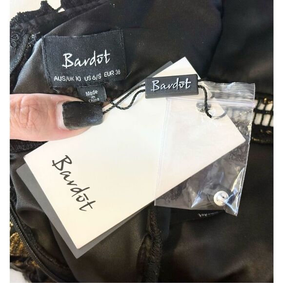 NWT Bardot Gold Leaf Halter Lace Sheath Night Out Holiday Cocktail Dress Women 6 - Picture 6 of 14